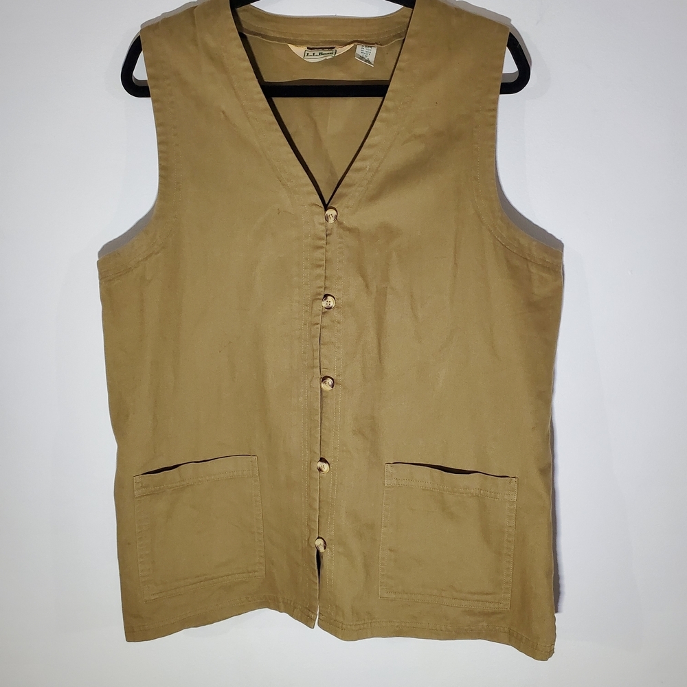 L.L. Bean Khaki Button-Up Vest - image 3